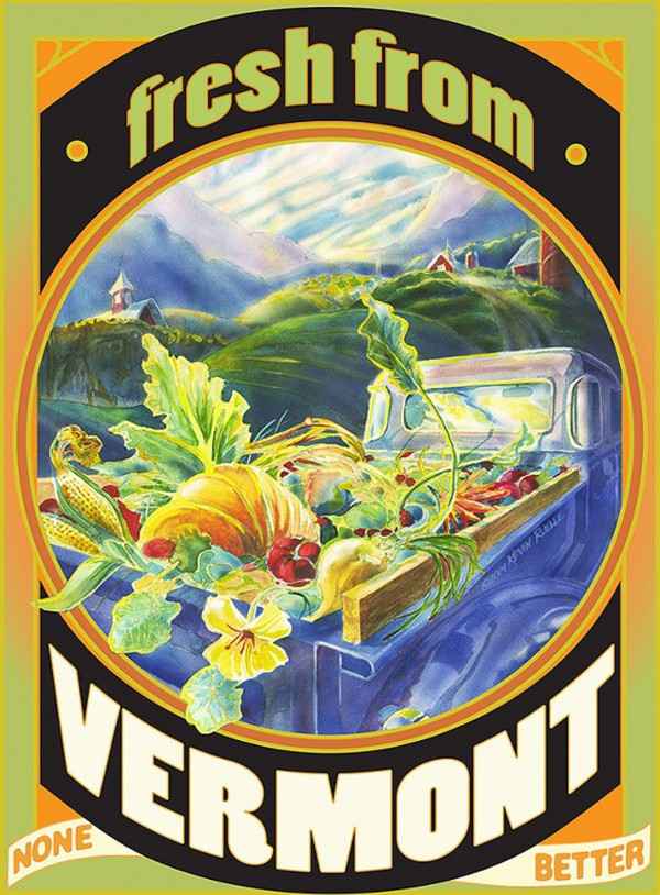 Faux Vintage Fresh from Vermont Travel Poster  Print